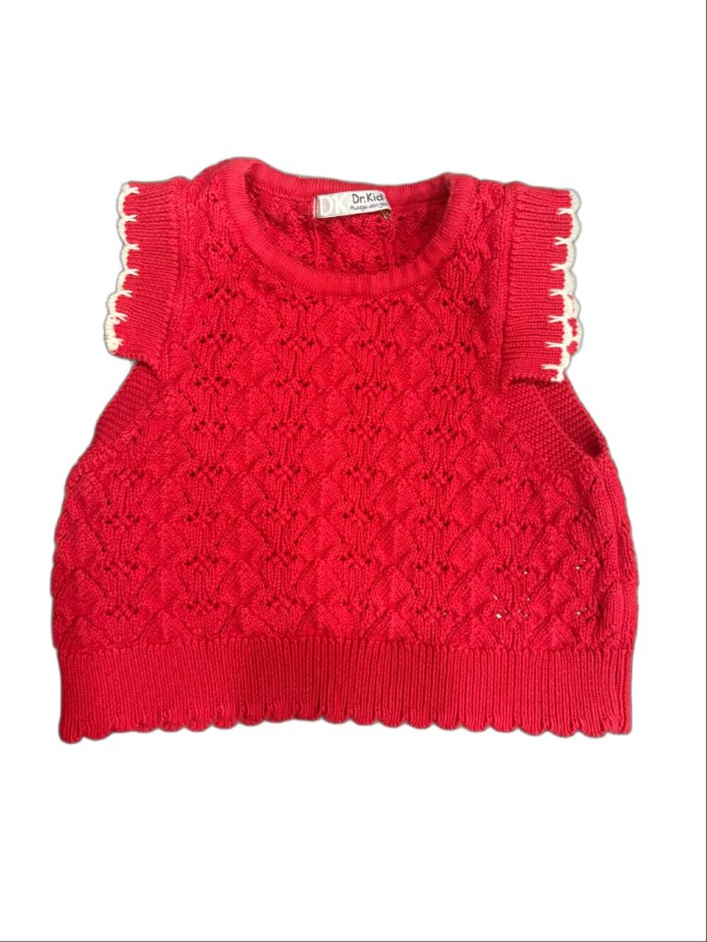 Dr. Kid Girls Bright Red Open-Knit Sweater Vest (5A)